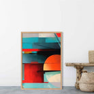 Modern Abstract Shapes Wall Art Poster Blue Orange and Grey No 2