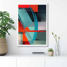 Modern Abstract Shapes Wall Art Poster Blue Orange and Grey No 3