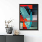 Modern Abstract Shapes Wall Art Poster Blue Orange and Grey No 3