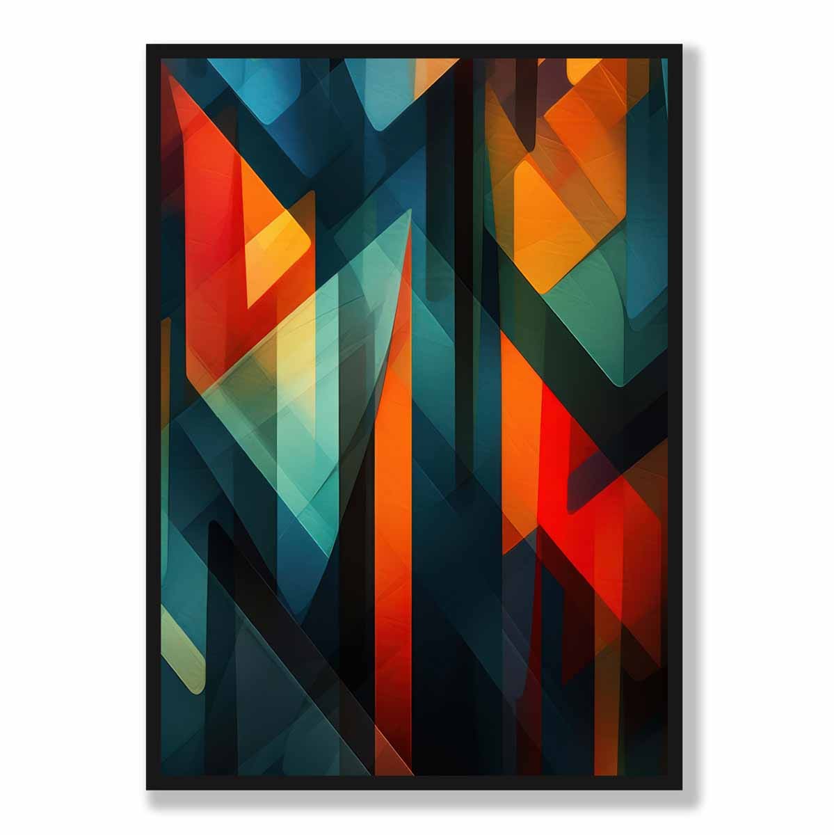 Modern Abstract Shapes Art Print Blue Red and Green No 1