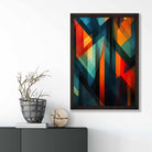 Modern Abstract Shapes Art Print Blue Red and Green No 1
