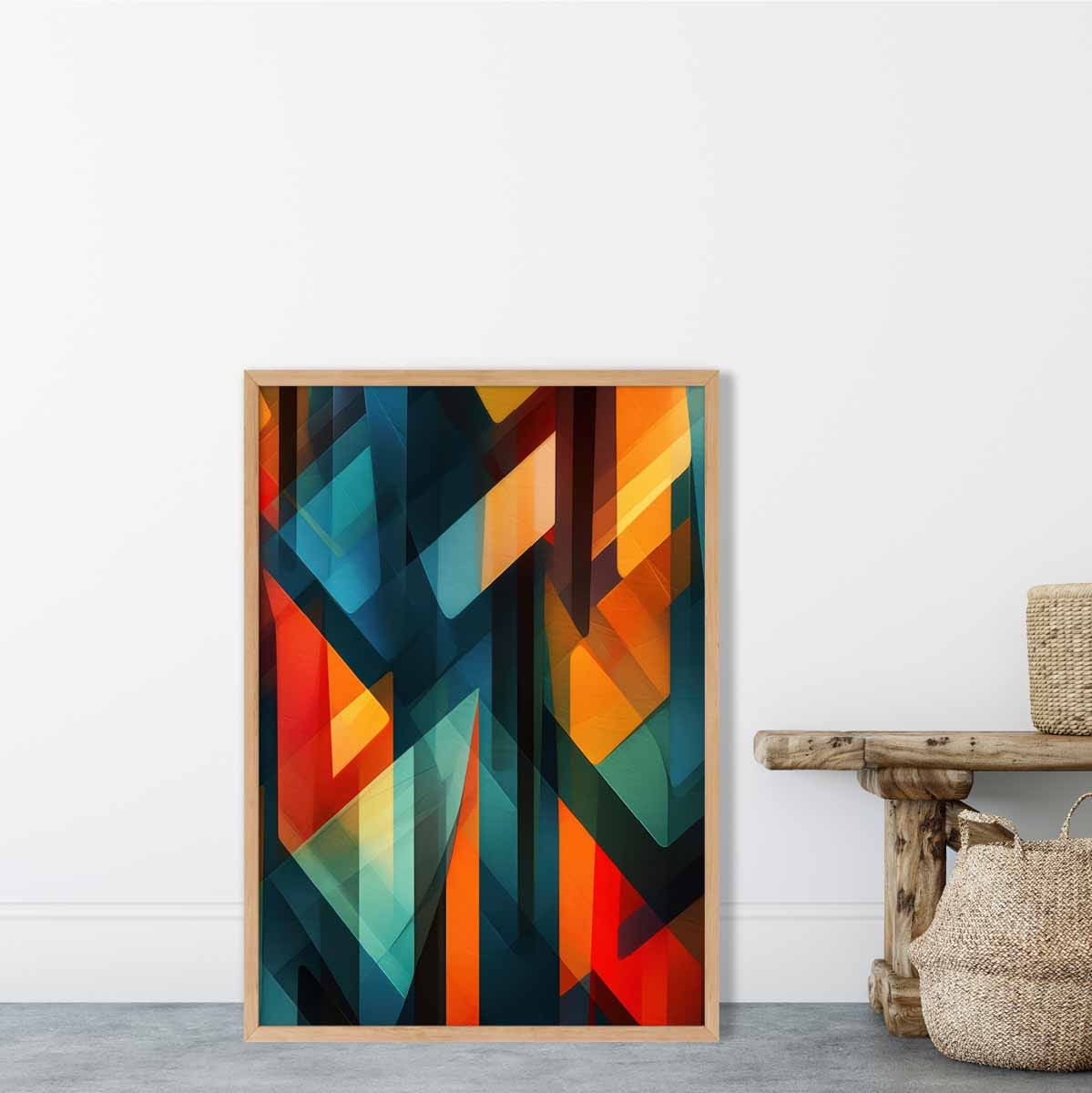 Modern Abstract Shapes Art Print Blue Red and Green No 3