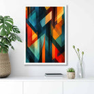 Modern Abstract Shapes Art Print Blue Red and Green No 3