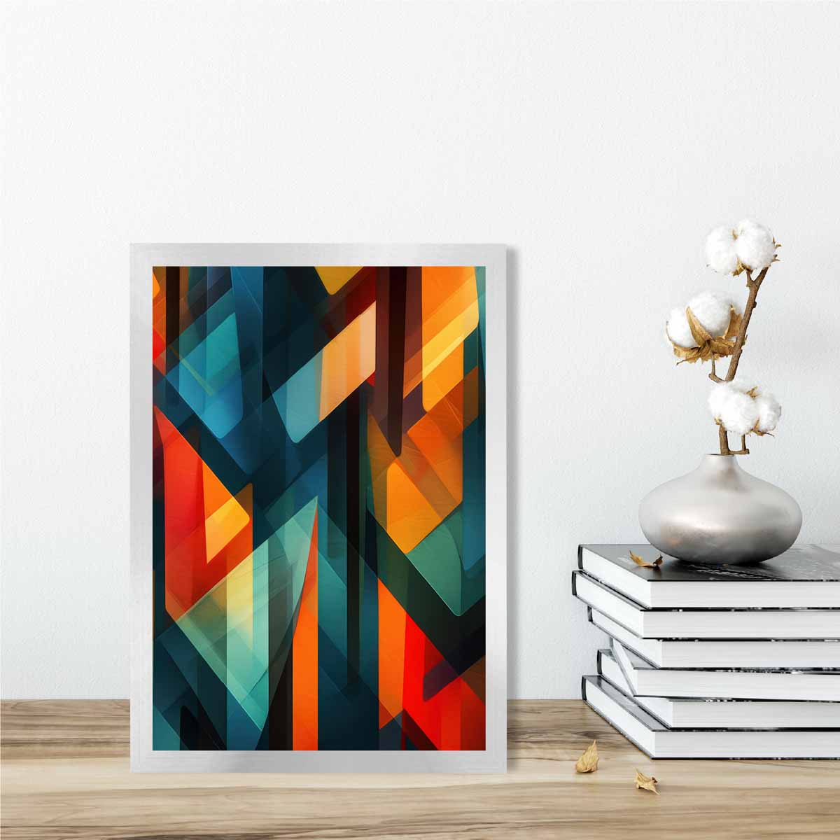 Modern Abstract Shapes Art Print Blue Red and Green No 3