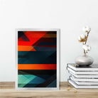 Modern Abstract Shapes and Lines Art Print Blue Orange and Green No 3