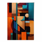 Modern Abstract Shapes Art Print Blue Orange and Beige No 1