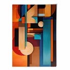 Modern Abstract Shapes Art Print Blue Orange and Beige No 3