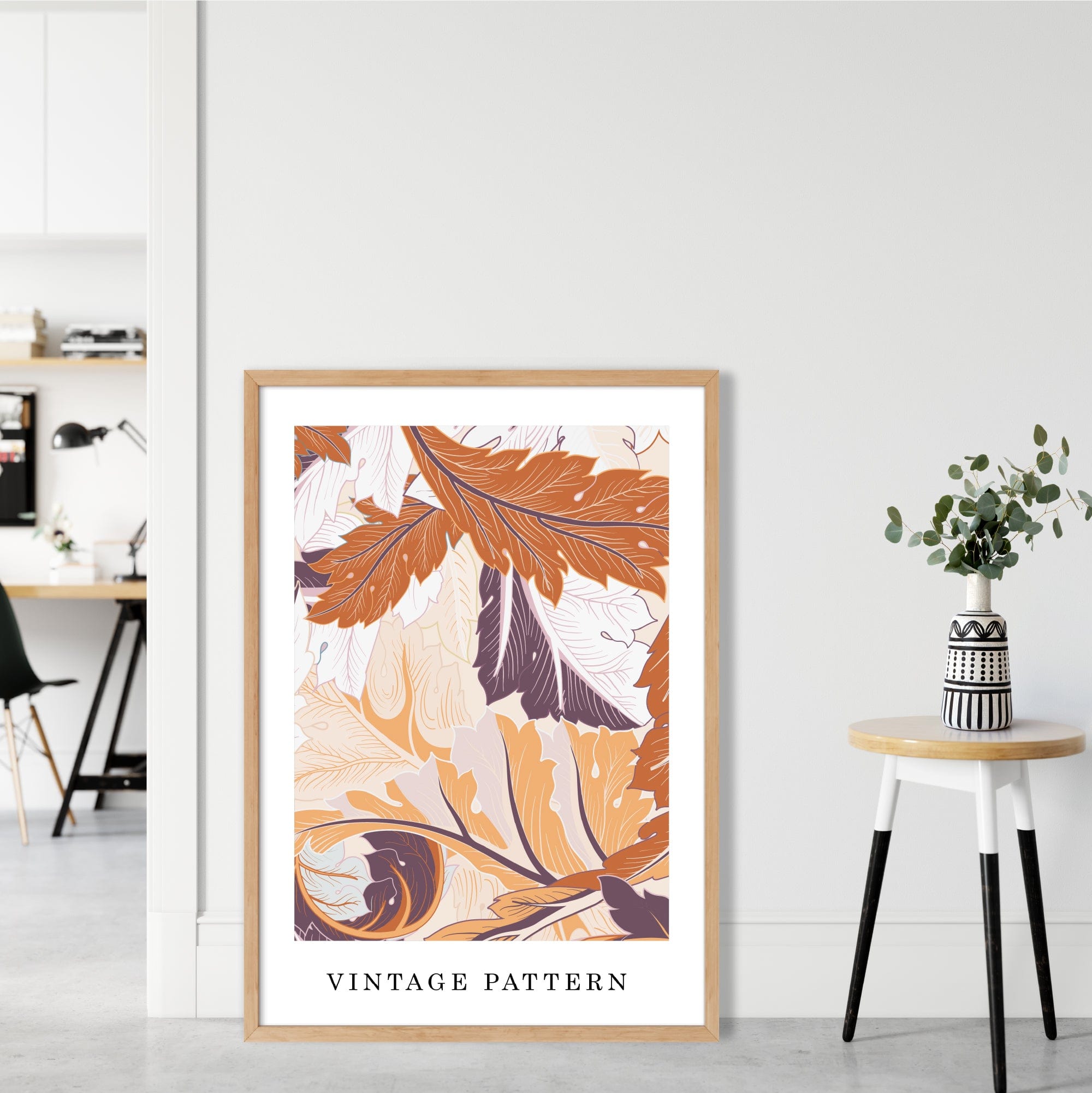 William Morris Acanthus Floral Vintage Poster in Autumn Orange and Purple