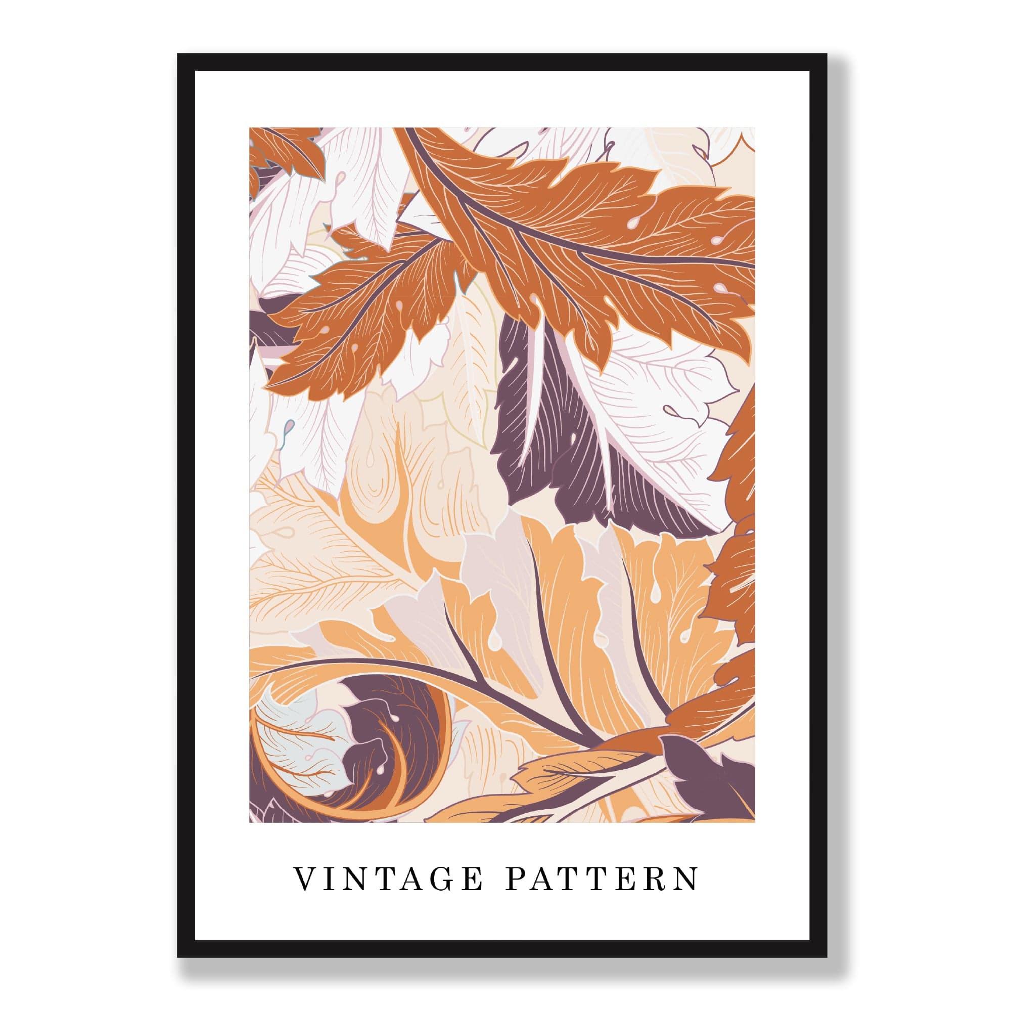 William Morris Acanthus Floral Vintage Poster in Autumn Orange and Purple