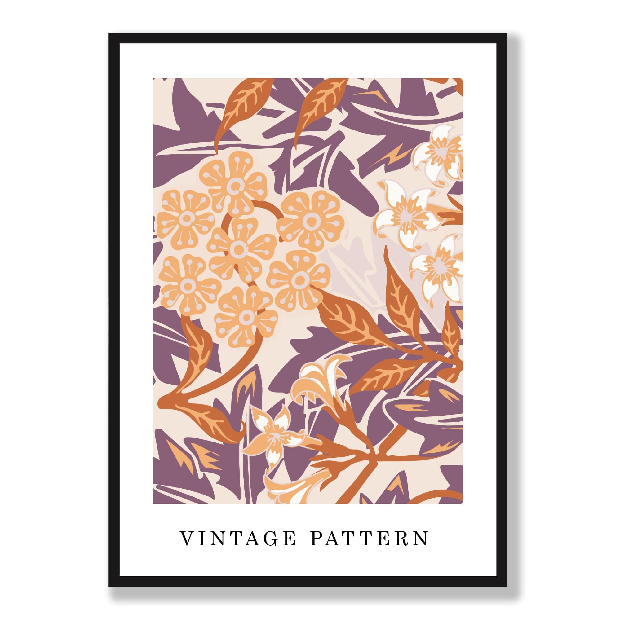 William Morris Iris Floral Vintage Poster in Autumn Orange and Purple