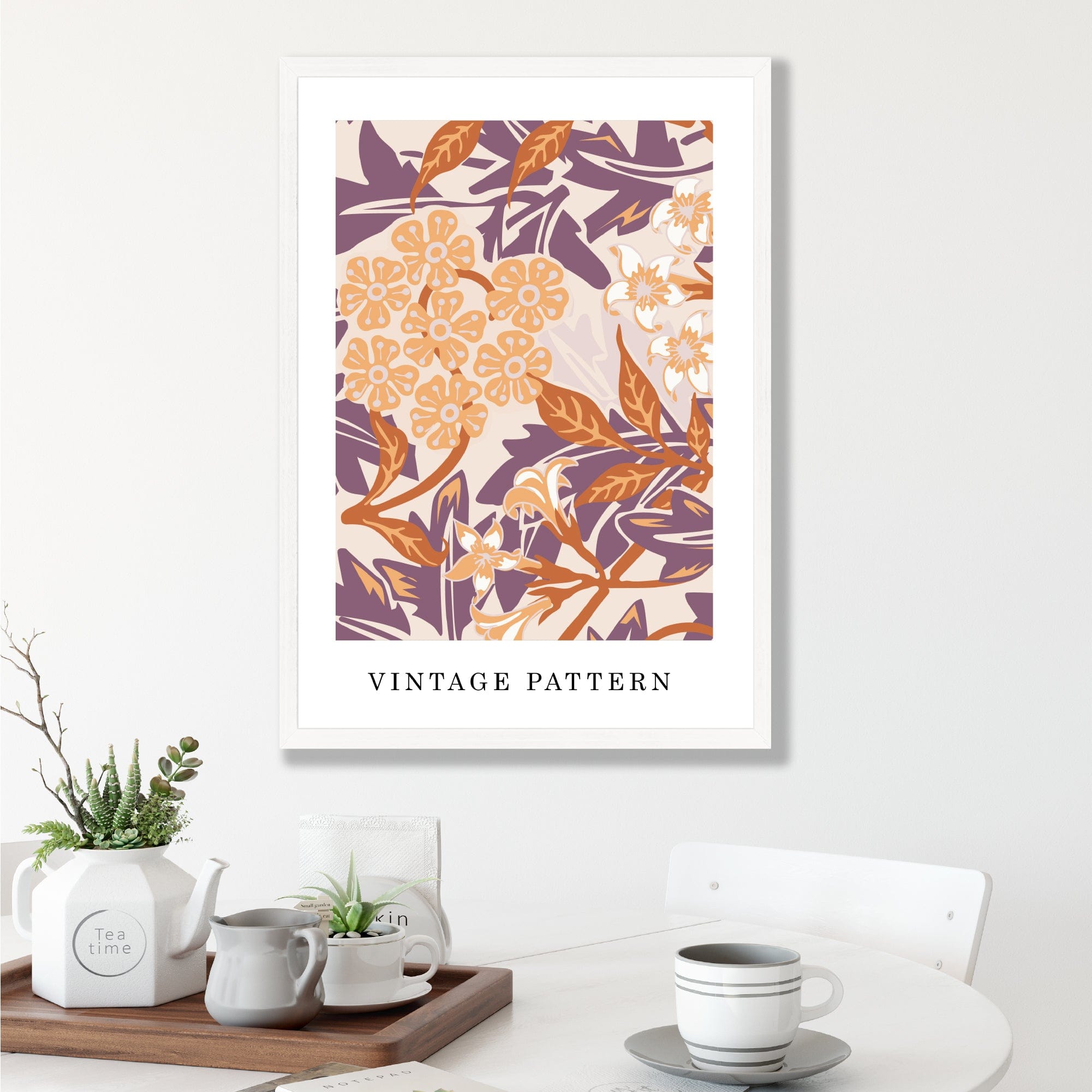 William Morris Iris Floral Vintage Poster in Autumn Orange and Purple