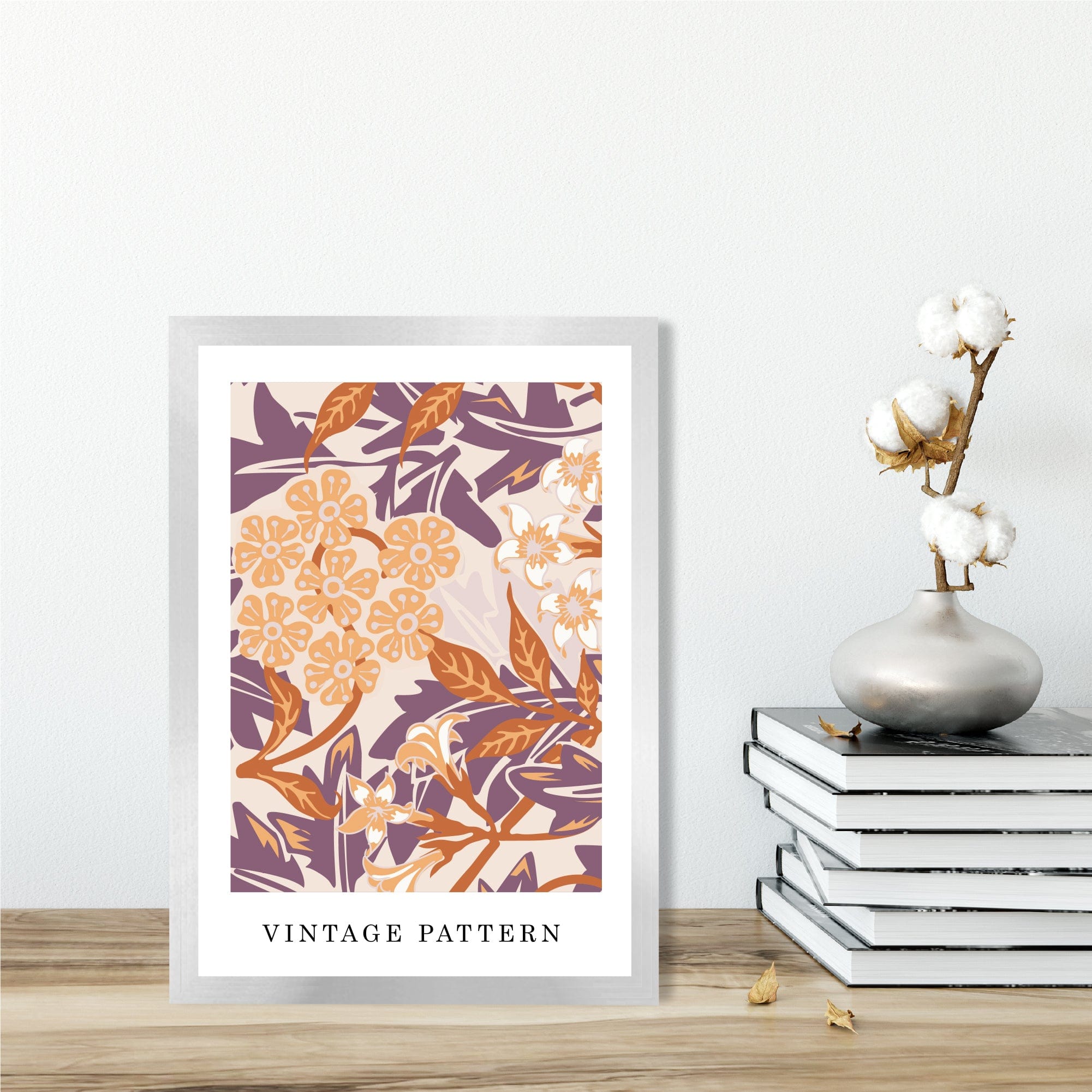 William Morris Iris Floral Vintage Poster in Autumn Orange and Purple