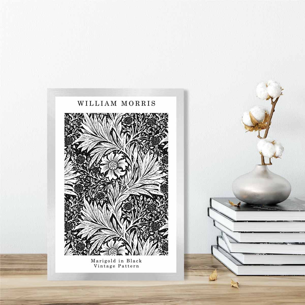 William Morris Black and White Marigold Art Print