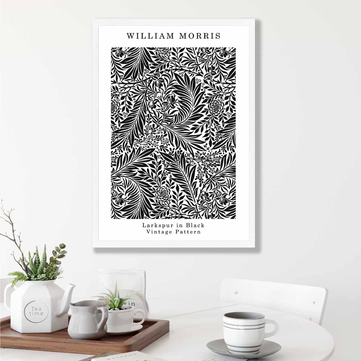 William Morris Black and White Larkspur Art Print