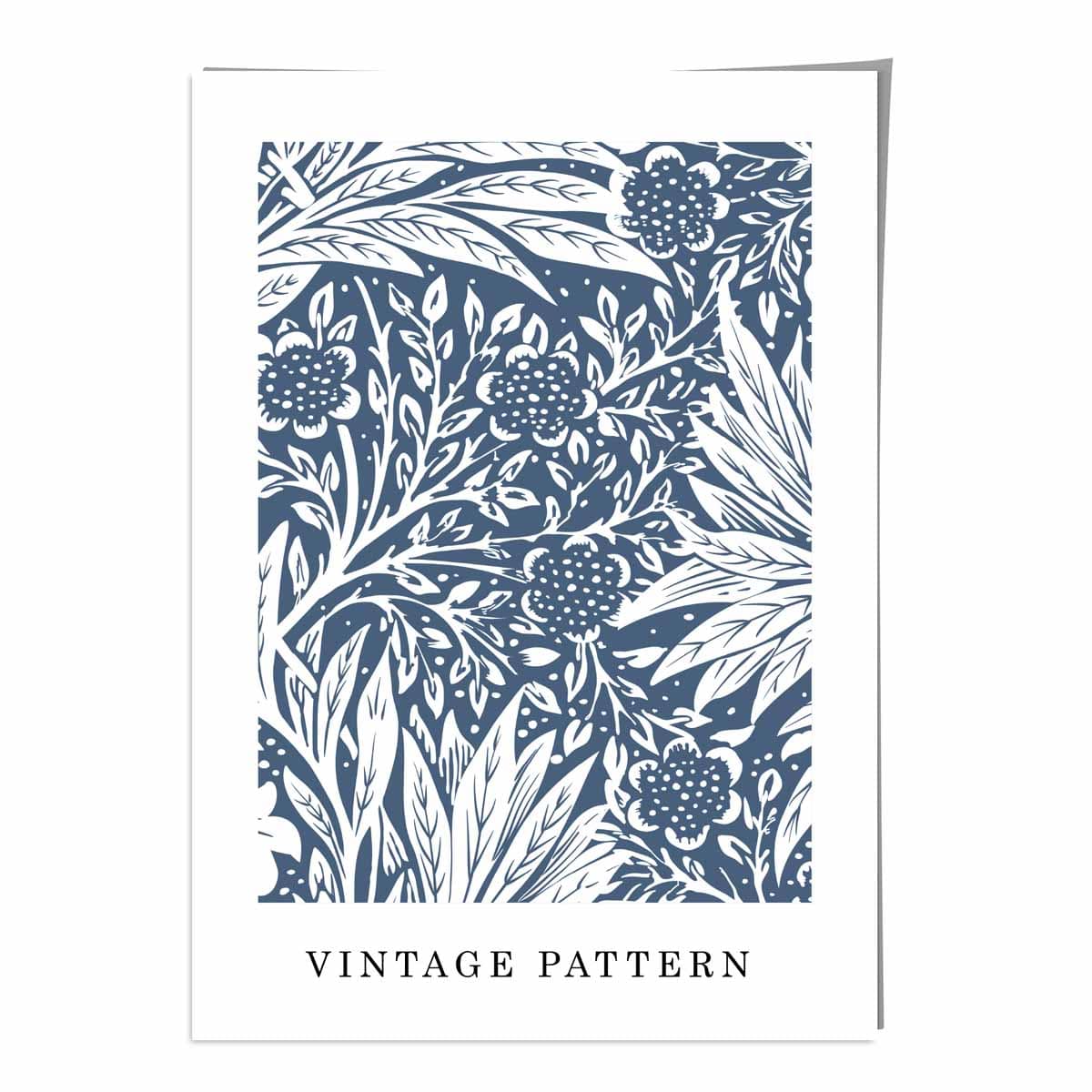 William Morris Navy Blue Vintage Floral Art Print