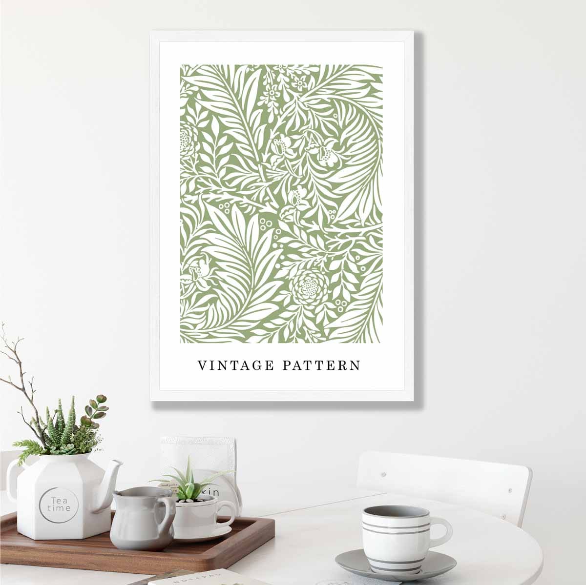 William Morris Green Vintage Floral Art Print