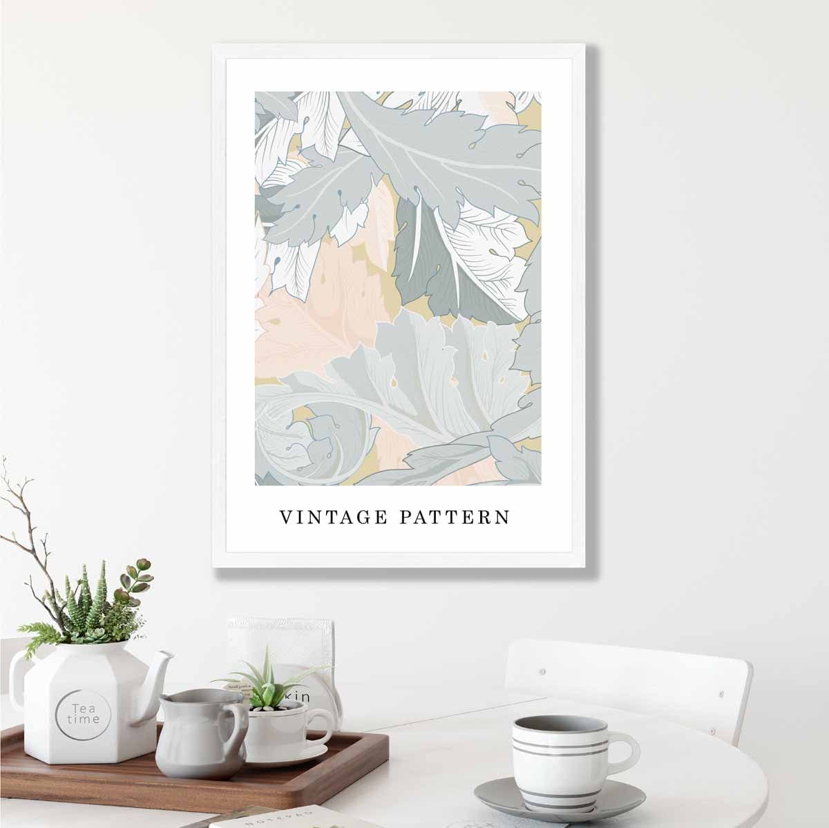 William Morris Acanthus Floral Vintage Poster in Pastel Green and Peach