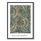 William Morris Navy Blue and Beige Vintage Larkspur Floral Art Print