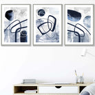 Set of 3 Abstract Navy Blue Watercolour Posters