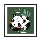 Cute Panda Poster on Dark Green Jungle Kids Wall Art
