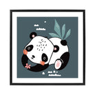 Cute Panda Poster on Teal Blue Jungle Kids Wall Art