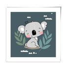 Cute Koala Poster on Teal Blue Jungle Kids Wall Art
