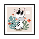Cute Zebra Poster on Beige Jungle Kids Wall Art