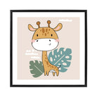 Cute Giraffe Poster on Beige Jungle Kids Wall Art