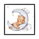 Cute Watercolour Leopard and Moon Poster Kids Wall Art