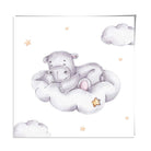 Cute Watercolour Hippo and Cloud Poster Kids Wall Art