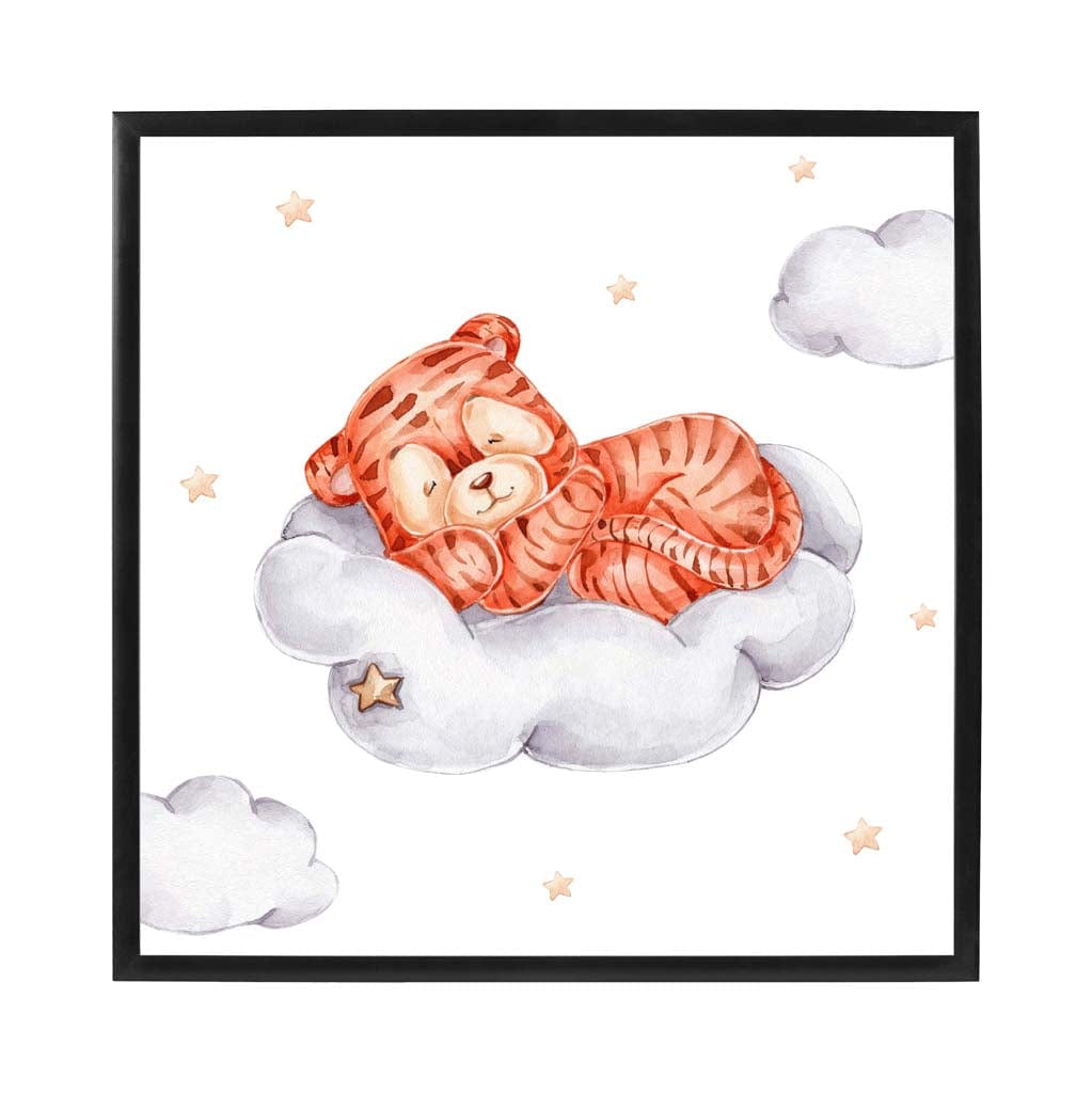 Cute Watercolour Tiger and Cloud Poster Kids Wall Art