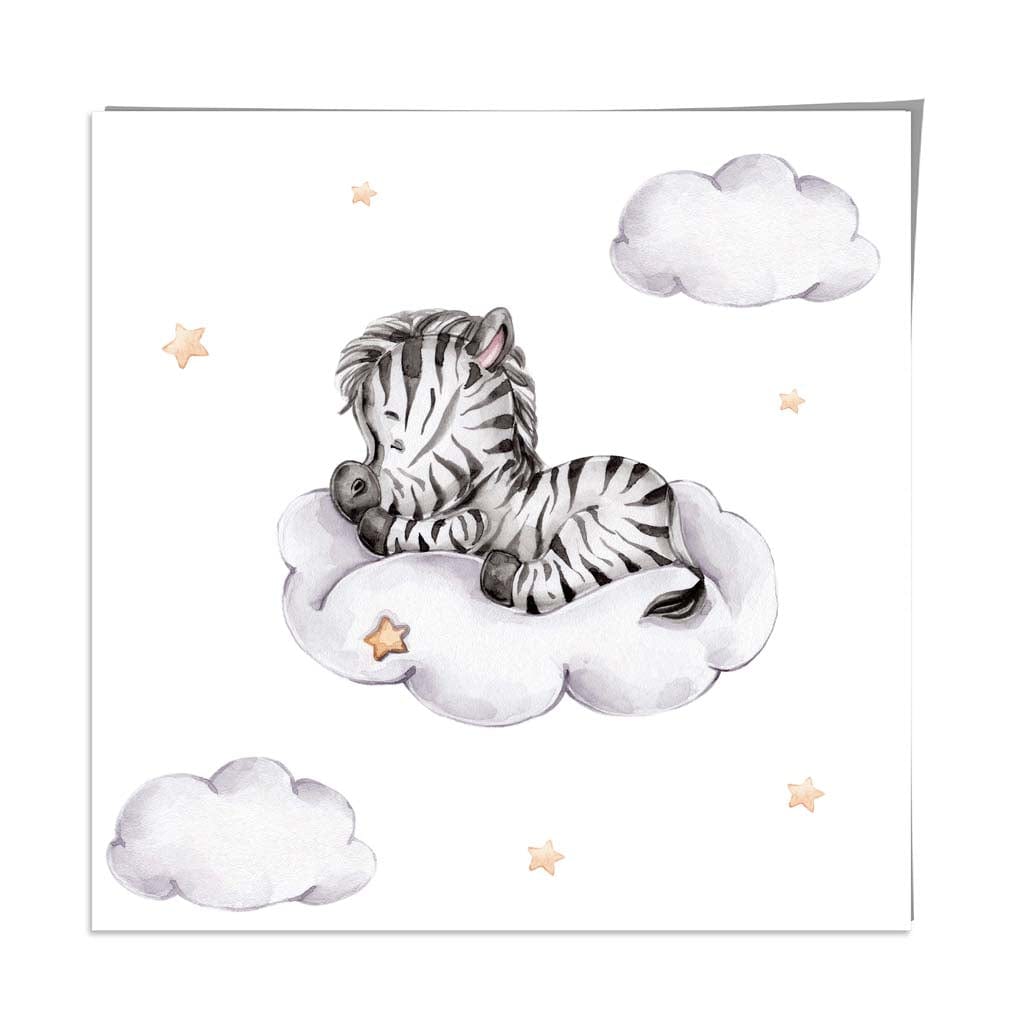 Cute Watercolour Zebra and Cloud Poster Kids Wall Art