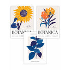 Set of 3 Blue & Yellow Floral Boho Sunflower Wall Art Prints