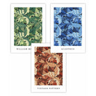 William Morris Vintage Floral Wall Art Prints in Blue Green and Tan