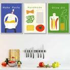 Set of 3 Kitchen Pasta Quote Wall Art Posters