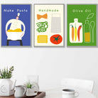 Set of 3 FRAMED Kitchen Quote Wall Art Prints in Red, Blue and Green | Artze Wall Art UK