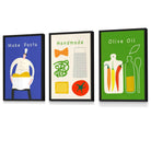 Set of 3 FRAMED Kitchen Quote Wall Art Prints in Red, Blue and Green | Artze Wall Art UK