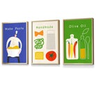 Set of 3 FRAMED Kitchen Quote Wall Art Prints in Red, Blue and Green | Artze Wall Art UK