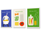 Set of 3 FRAMED Kitchen Quote Wall Art Prints in Red, Blue and Green | Artze Wall Art UK