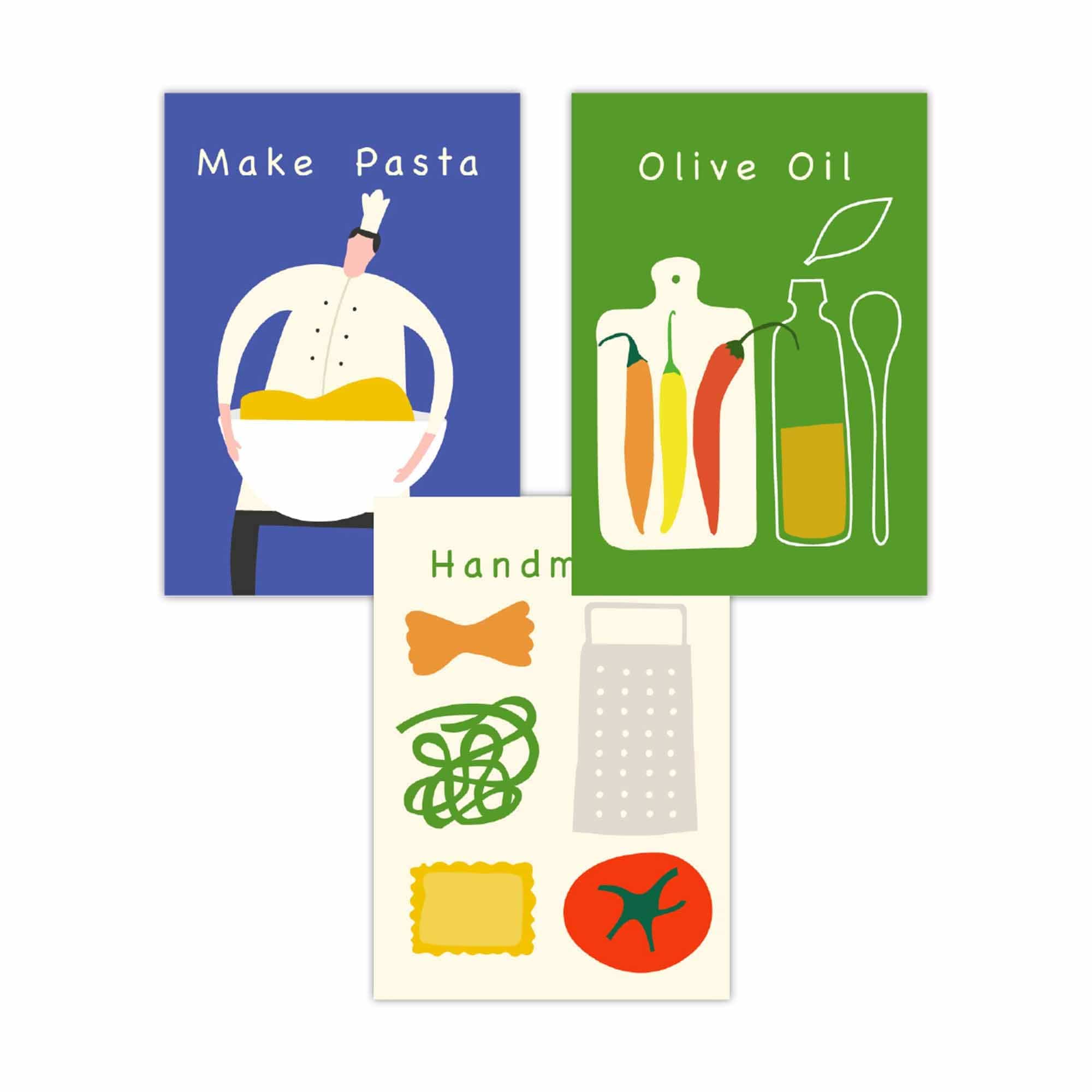 Set of 3 Kitchen Pasta Quote Wall Art Posters