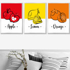 Set of 3 Colourful Red, Yellow, Orange Fruit Kitchen Wall Art