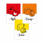 Set of 3 Colourful Red, Yellow, Orange Fruit Kitchen Wall Art