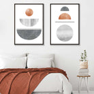Mid Century Modern Copper and Grey Posters | Artze Wall Art UK