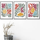 Set of 3 Contemporary Boho Floral Wall Art in Bright Spring Colours