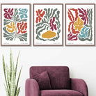 Set of 3 Contemporary Boho Floral Wall Art in Bright Spring Colours
