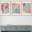 Set of 3 Contemporary Boho Botanical Wall Art in Bright Spring Colours