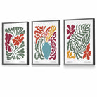 Set of 3 Contemporary Boho Botanical FRAMED Wall Art in Bright Spring Colours | Artze Wall Art UK