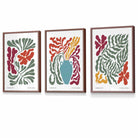 Set of 3 Contemporary Boho Botanical FRAMED Wall Art in Bright Spring Colours | Artze Wall Art UK