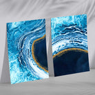 Blue and Gold Abstract Ocean Set of 2 Art Prints