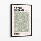 Yayoi Kusama Infinity in Green Canvas Art Print with Black Float Frame
